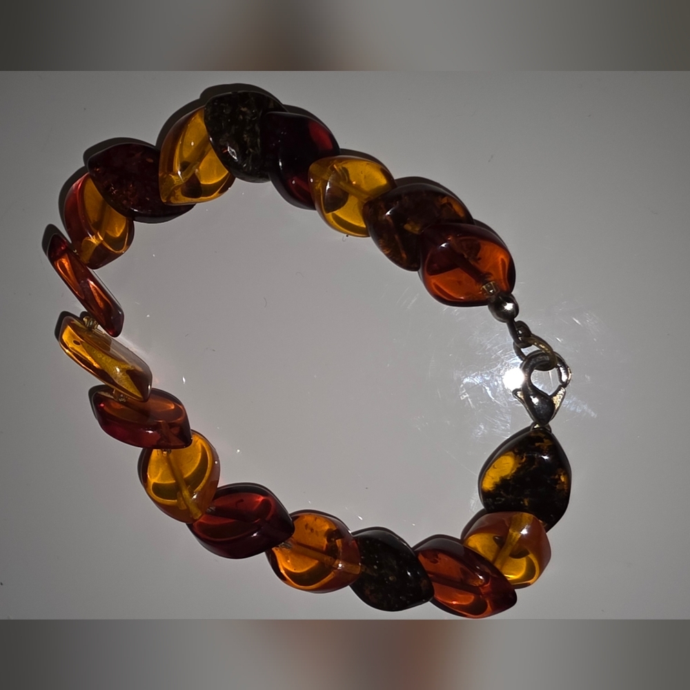 Brown and Tan Beaded Bracelet with Glossy Finish